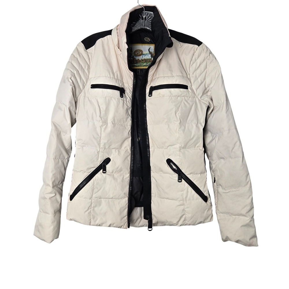 GOLDBERGH‎ Down Filled Puffer Jacket Cream Black Zip Pockets Women's Size 6